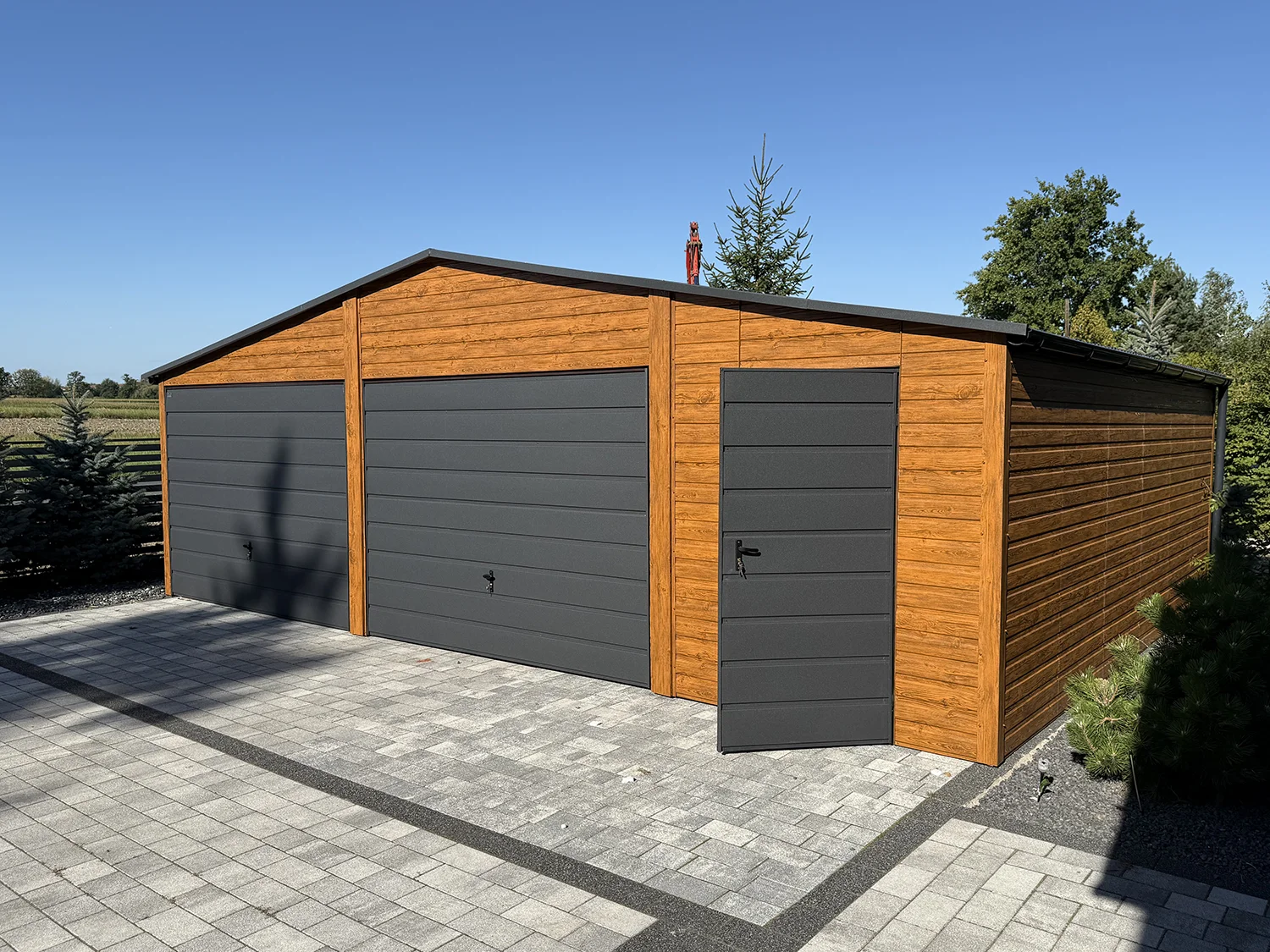 Lemezgarázs 8x6 m arany tölgy